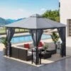 Outsunny 2 Tier Garden Gazebo With Curtains And Nets 3350x4000mm - Grey - 84C-331LG 20 Outsunny 2 Tier Garden Gazebo With Curtains And Nets 3350x4000mm - Grey - 84C-331LG -OUTSUNNY Sales Shop outsunny 84c 331lg 9