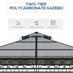 Outsunny 2 Tier Hardtop Gazebo With Curtains And Nets 3000x3000mm - Khaki - 84C-364V00KK 14 Outsunny 2 Tier Hardtop Gazebo With Curtains And Nets 3000x3000mm - Khaki - 84C-364V00KK -OUTSUNNY Sales Shop outsunny 84c 364v00kk 2