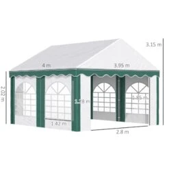 Outsunny Marquee With 4x Windows & 2 Doors 4000x4000mm - White & Green - 84C-369V00GN -OUTSUNNY Sales Shop outsunny 84c 369v00gn 2