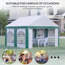 Outsunny Marquee With 4x Windows & 2 Doors 4000x4000mm - White & Green - 84C-369V00GN -OUTSUNNY Sales Shop outsunny 84c 369v00gn 3