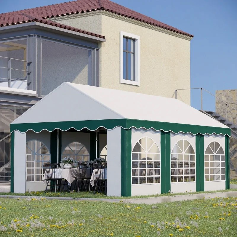 Outsunny Marquee With 6x Windows & 2 Doors 4000x6000mm - White & Green - 84C-369V01GN 10 Outsunny Marquee With 6x Windows & 2 Doors 4000x6000mm - White & Green - 84C-369V01GN - Image 10