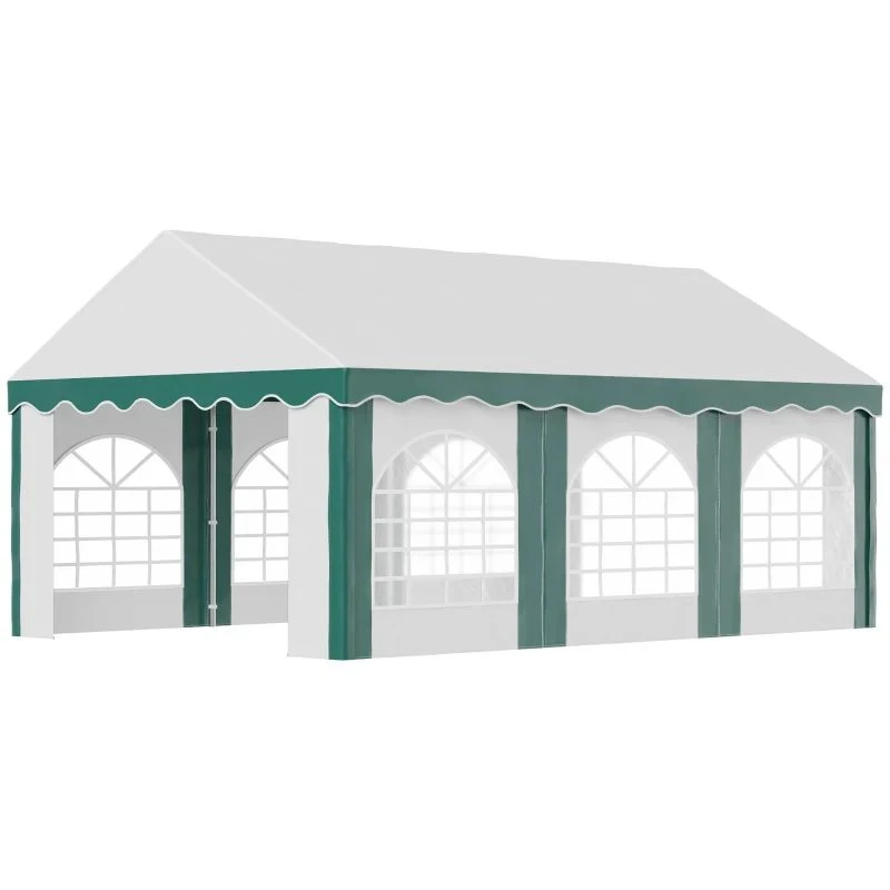 Outsunny Marquee With 6x Windows & 2 Doors 4000x6000mm - White & Green - 84C-369V01GN 2 Outsunny Marquee With 6x Windows & 2 Doors 4000x6000mm - White & Green - 84C-369V01GN - Image 2
