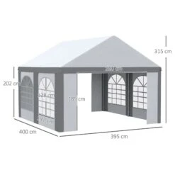 Outsunny Marquee With 4x Windows & 2 Doors 4000x4000mm - White & Grey - 84C-375V01GY -OUTSUNNY Sales Shop outsunny 84c 375v01gy 2