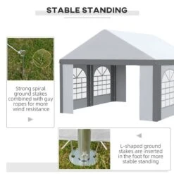 Outsunny Marquee With 4x Windows & 2 Doors 4000x4000mm - White & Grey - 84C-375V01GY -OUTSUNNY Sales Shop outsunny 84c 375v01gy 5