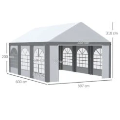 Outsunny Marquee With 6x Windows & 2 Doors 4000x6000mm - White & Grey - 84C-375V02GY 16 Outsunny Marquee With 6x Windows & 2 Doors 4000x6000mm - White & Grey - 84C-375V02GY -OUTSUNNY Sales Shop outsunny 84c 375v02gy 2