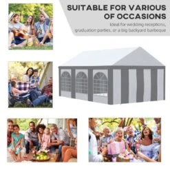 Outsunny Marquee With 6x Windows & 2 Doors 4000x6000mm - White & Grey - 84C-375V02GY 15 Outsunny Marquee With 6x Windows & 2 Doors 4000x6000mm - White & Grey - 84C-375V02GY -OUTSUNNY Sales Shop outsunny 84c 375v02gy 3