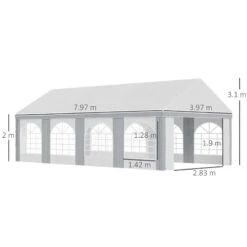 Outsunny Marquee With 8x Windows & 2 Doors 4000x8000mm - White & Grey - 84C-375V03GY -OUTSUNNY Sales Shop outsunny 84c 375v03gy 2