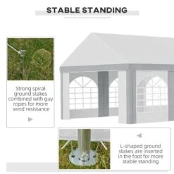 Outsunny Marquee With 8x Windows & 2 Doors 4000x8000mm - White & Grey - 84C-375V03GY -OUTSUNNY Sales Shop outsunny 84c 375v03gy 5