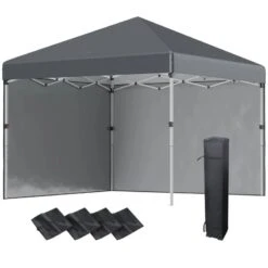 Outsunny Pop-Up Garden Gazebo With Leg Weight Bags And 2 Side Walls 3000x3000mm - Dark Grey - 84C-403V00CG -OUTSUNNY Sales Shop outsunny 84c 403v00cg 1