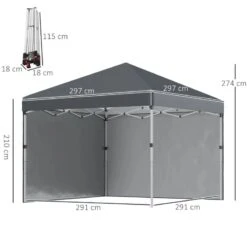 Outsunny Pop-Up Garden Gazebo With Leg Weight Bags And 2 Side Walls 3000x3000mm - Dark Grey - 84C-403V00CG -OUTSUNNY Sales Shop outsunny 84c 403v00cg 2