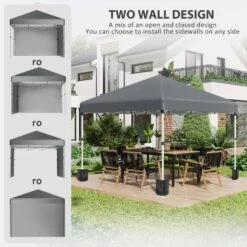 Outsunny Pop-Up Garden Gazebo With Leg Weight Bags And 2 Side Walls 3000x3000mm - Dark Grey - 84C-403V00CG -OUTSUNNY Sales Shop outsunny 84c 403v00cg 3