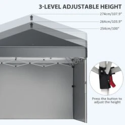 Outsunny Pop-Up Garden Gazebo With Leg Weight Bags And 2 Side Walls 3000x3000mm - Dark Grey - 84C-403V00CG -OUTSUNNY Sales Shop outsunny 84c 403v00cg 4