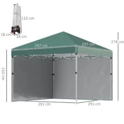 Outsunny Pop-Up Garden Gazebo With Leg Weight Bags And 2 Side Walls 3000x3000mm - Green - 84C-403V00GN 18 Outsunny Pop-Up Garden Gazebo With Leg Weight Bags And 2 Side Walls 3000x3000mm - Green - 84C-403V00GN -OUTSUNNY Sales Shop outsunny 84c 403v00gn 2