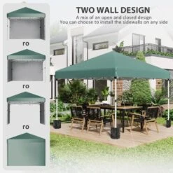 Outsunny Pop-Up Garden Gazebo With Leg Weight Bags And 2 Side Walls 3000x3000mm - Green - 84C-403V00GN 17 Outsunny Pop-Up Garden Gazebo With Leg Weight Bags And 2 Side Walls 3000x3000mm - Green - 84C-403V00GN -OUTSUNNY Sales Shop outsunny 84c 403v00gn 3