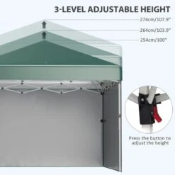 Outsunny Pop-Up Garden Gazebo With Leg Weight Bags And 2 Side Walls 3000x3000mm - Green - 84C-403V00GN 15 Outsunny Pop-Up Garden Gazebo With Leg Weight Bags And 2 Side Walls 3000x3000mm - Green - 84C-403V00GN -OUTSUNNY Sales Shop outsunny 84c 403v00gn 5