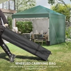 Outsunny Pop-Up Garden Gazebo With Leg Weight Bags And 2 Side Walls 3000x3000mm - Green - 84C-403V00GN 13 Outsunny Pop-Up Garden Gazebo With Leg Weight Bags And 2 Side Walls 3000x3000mm - Green - 84C-403V00GN -OUTSUNNY Sales Shop outsunny 84c 403v00gn 7