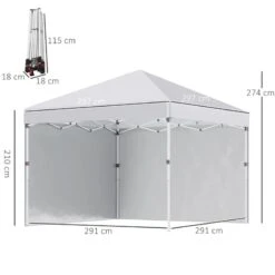 Outsunny Pop-Up Garden Gazebo With Leg Weight Bags And 2 Side Walls 3000x3000mm - White - 84C-403V00WT -OUTSUNNY Sales Shop outsunny 84c 403v00wt 2