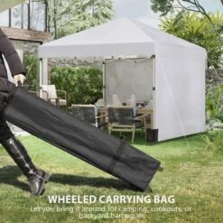 Outsunny Pop-Up Garden Gazebo With Leg Weight Bags And 2 Side Walls 3000x3000mm - White - 84C-403V00WT -OUTSUNNY Sales Shop outsunny 84c 403v00wt 7