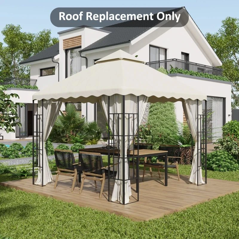 Outsunny 2 Tier Gazebo Replacement Canopy 3000x3000mm - Cream White - 84C-421V00CW 8 Outsunny 2 Tier Gazebo Replacement Canopy 3000x3000mm - Cream White - 84C-421V00CW - Image 8