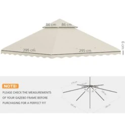 Outsunny 2 Tier Gazebo Replacement Canopy 3000x3000mm - Cream White - 84C-421V00CW 14 Outsunny 2 Tier Gazebo Replacement Canopy 3000x3000mm - Cream White - 84C-421V00CW -OUTSUNNY Sales Shop outsunny 84c 421v00cw 2
