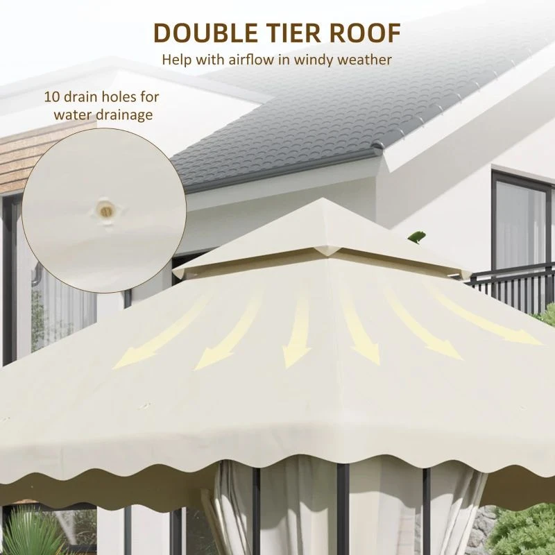 Outsunny 2 Tier Gazebo Replacement Canopy 3000x3000mm - Cream White - 84C-421V00CW 5 Outsunny 2 Tier Gazebo Replacement Canopy 3000x3000mm - Cream White - 84C-421V00CW - Image 5