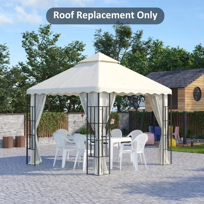 Outsunny 2 Tier Gazebo Replacement Canopy 3000x3000mm - Cream White - 84C-421V00CW 1 Outsunny 2 Tier Gazebo Replacement Canopy 3000x3000mm - Cream White - 84C-421V00CW