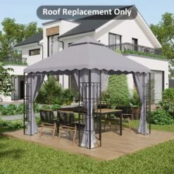 Outsunny 2 Tier Gazebo Replacement Canopy 3000x3000mm - Light Grey - 84C-421V00LG -OUTSUNNY Sales Shop outsunny 84c 421v00lg 1