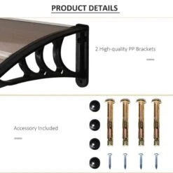 Outsunny Outdoor Door Canopy 1.2m - Brown Sheet & Black Bracket - B70-011V02BN -OUTSUNNY Sales Shop outsunny b70011v02bn 2
