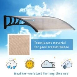 Outsunny Outdoor Door Canopy 1.2m - Brown Sheet & Black Bracket - B70-011V02BN -OUTSUNNY Sales Shop outsunny b70011v02bn 3