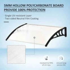Outsunny Outdoor Door Canopy 1.2m - White Sheet & Black Bracket - B70-011V02WT -OUTSUNNY Sales Shop outsunny b70011v02wt 1