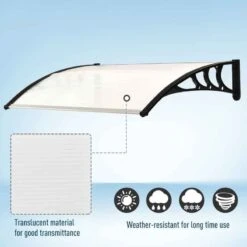 Outsunny Outdoor Door Canopy 1.2m - White Sheet & Black Bracket - B70-011V02WT -OUTSUNNY Sales Shop outsunny b70011v02wt 3