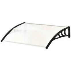 Outsunny Outdoor Door Canopy 1.2m - White Sheet & Black Bracket - B70-011V02WT -OUTSUNNY Sales Shop outsunny b70011v02wt side view