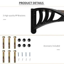 Outsunny Outdoor Door Canopy 1.95m - Brown Sheet & Black Bracket - B70-047BN -OUTSUNNY Sales Shop outsunny b70047bn 2