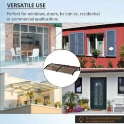 Outsunny Outdoor Door Canopy 1.95m - Brown Sheet & Black Bracket - B70-047BN -OUTSUNNY Sales Shop outsunny b70047bn 3