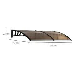Outsunny Outdoor Door Canopy 1.95m - Brown Sheet & Black Bracket - B70-047BN -OUTSUNNY Sales Shop outsunny b70047bn dimensions