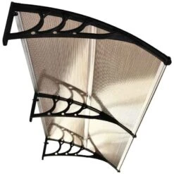 Outsunny Outdoor Door Canopy 1.95m - Brown Sheet & Black Bracket - B70-047BN -OUTSUNNY Sales Shop outsunny b70047bn underside