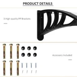 Outsunny Outdoor Door Canopy 1.95m - Clear Sheet & Black Bracket - B70-047WT 18 Outsunny Outdoor Door Canopy 1.95m - Clear Sheet & Black Bracket - B70-047WT -OUTSUNNY Sales Shop outsunny b70047wt 2
