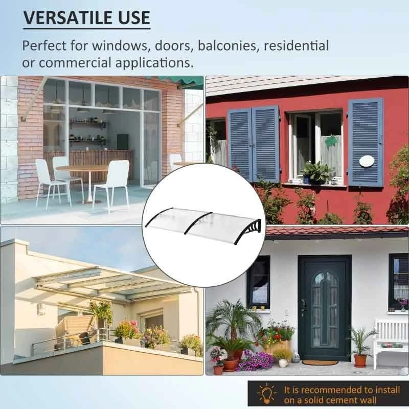 Outsunny Outdoor Door Canopy 1.95m - Clear Sheet & Black Bracket - B70-047WT 8 Outsunny Outdoor Door Canopy 1.95m - Clear Sheet & Black Bracket - B70-047WT - Image 8