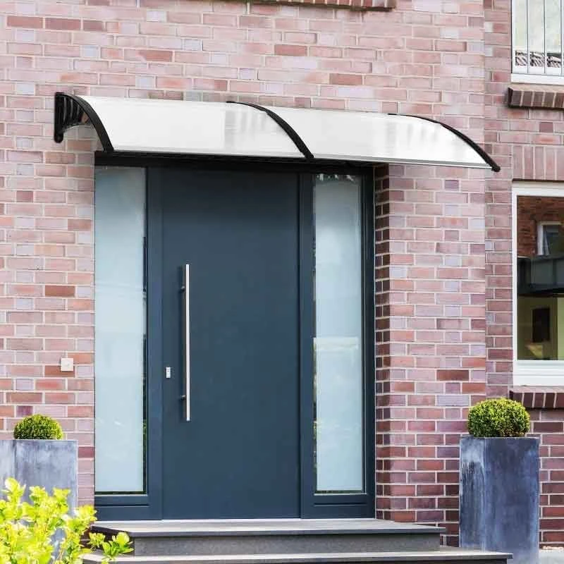 Outsunny Outdoor Door Canopy 1.95m - Clear Sheet & Black Bracket - B70-047WT 1 Outsunny Outdoor Door Canopy 1.95m - Clear Sheet & Black Bracket - B70-047WT