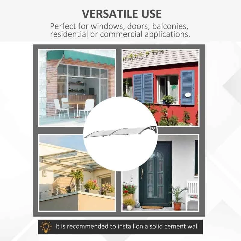 Outsunny Outdoor Door Canopy 2m - Clear Sheet & Grey Bracket - B70-051 7 Outsunny Outdoor Door Canopy 2m - Clear Sheet & Grey Bracket - B70-051 - Image 7