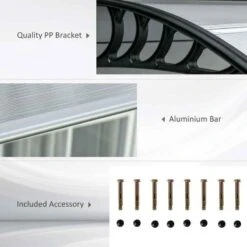 Outsunny Door Canopy 3m - Clear/Black - B70-058V03BK -OUTSUNNY Sales Shop outsunny b70058v03bk 2