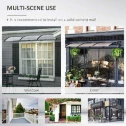 Outsunny Door Canopy 3m - Clear/Black - B70-058V03BK -OUTSUNNY Sales Shop outsunny b70058v03bk 3