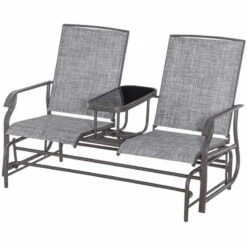 Outsunny Metal Double Garden Swing Chair With Table - Grey - 84A-011V01 13 Outsunny Metal Double Garden Swing Chair With Table - Grey - 84A-011V01 -OUTSUNNY Sales Shop outunny 84a 011v01 10