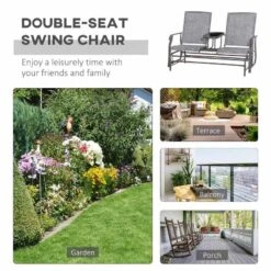 Outsunny Metal Double Garden Swing Chair With Table - Grey - 84A-011V01 16 Outsunny Metal Double Garden Swing Chair With Table - Grey - 84A-011V01 -OUTSUNNY Sales Shop outunny 84a 011v01 6