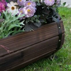 Outsunny 2 Piece Wooden Garden Planter - Brown - 845-448 10 Outsunny 2 Piece Wooden Garden Planter - Brown - 845-448 -OUTSUNNY Sales Shop outunny 845448 close up2