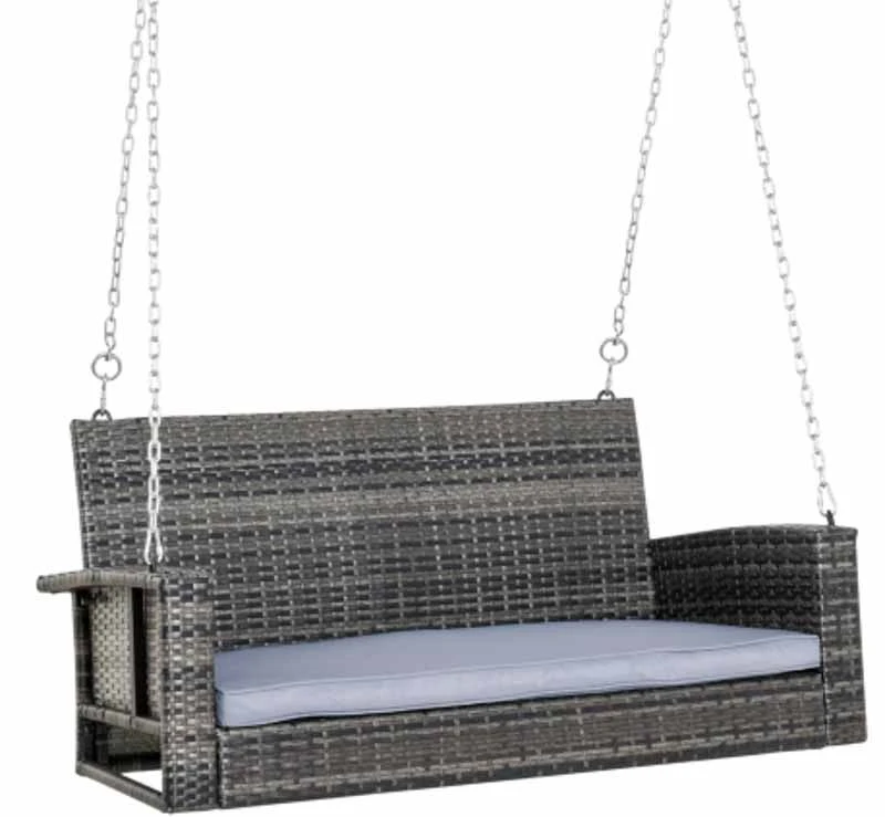 Outsunny 2 Seater Patio Rattan Swing Chair - Mixed Grey - 867-074 9 Outsunny 2 Seater Patio Rattan Swing Chair - Mixed Grey - 867-074 - Image 9