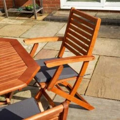 Rowlinson Plumley 7 Piece Dining Set With Grey Cushions - PLUMGREY6 -OUTSUNNY Sales Shop plumgrey6 04 min