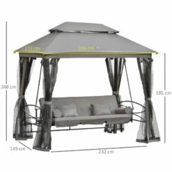 Outsunny 3 Seater Garden Swing Chair With Gazebo - Grey - 84A-056V70 -OUTSUNNY Sales Shop pshbc017dc57953c5.jpg