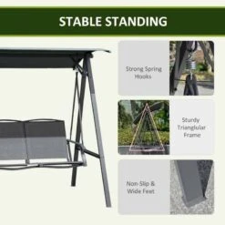 Outsunny 2 Seater Garden Swing Chair With Canopy - Dark Grey - 84A-251CG -OUTSUNNY Sales Shop qaqb1018068b8cd93.jpg