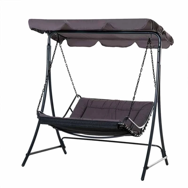 Outsunny 2 Seater Garden Swing Seat Bed- Grey - 84A-072GY 10 Outsunny 2 Seater Garden Swing Seat Bed- Grey - 84A-072GY - Image 10